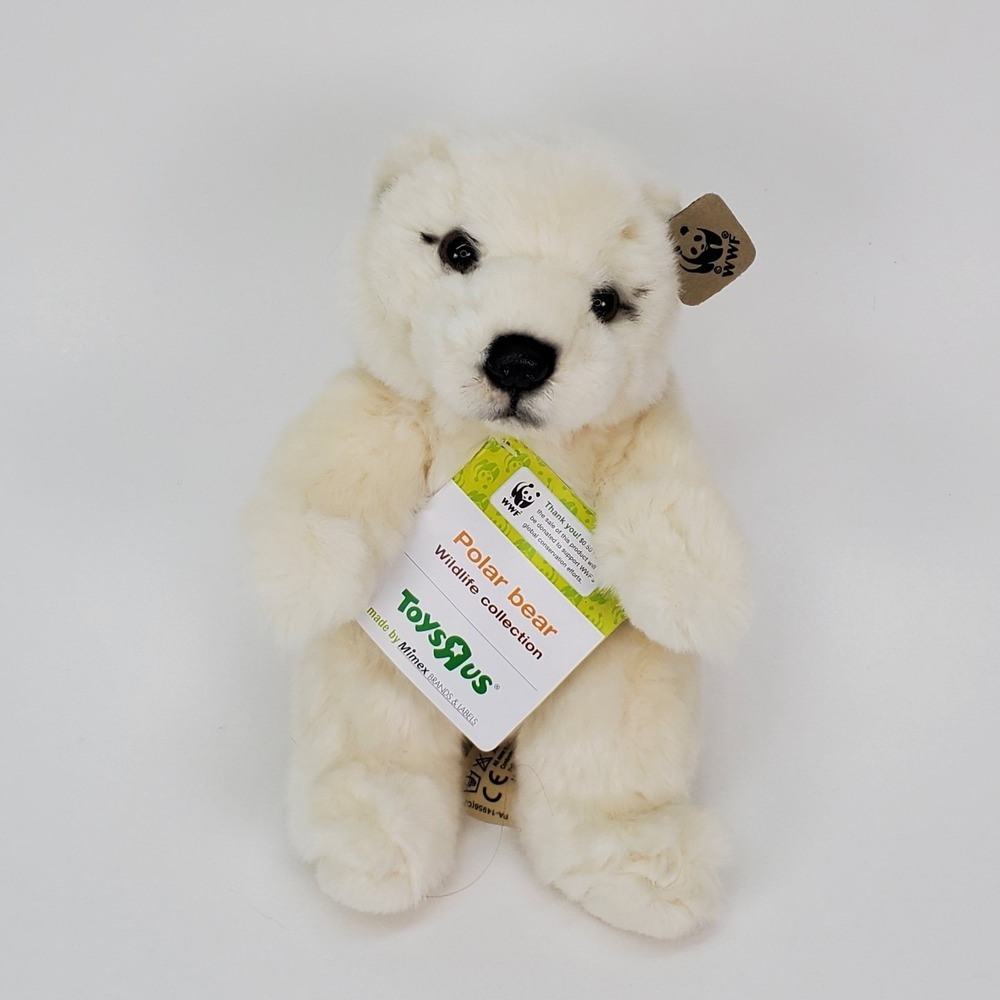 Toys R Us WWF Wildlife Collection Polar Bear 6" Plush Stuffed Animal White NWT